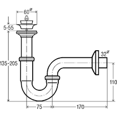 Trubkový zápachový uzávěr Viega 5612 5/4˝ x 5/4˝ x 60