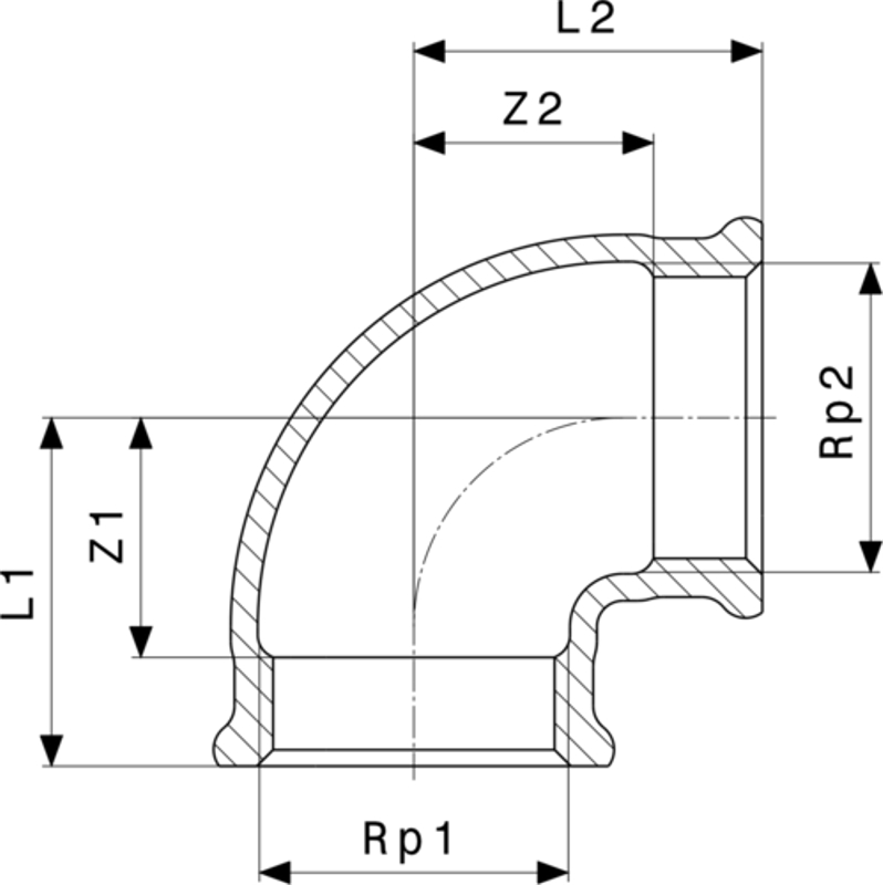 Oblouk 90° Viega bronz 3090 3/4˝