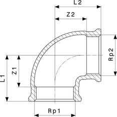 Oblouk 90° Viega bronz 3090 3/4˝