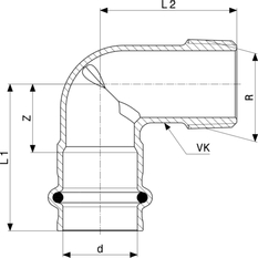 Přechodový oblouk 90° Viega Profipress s SC-Contur 2214 15 x 1/2˝