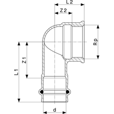 Přechodové koleno 90° Viega Profipress s SC-Contur 2214.2 22 x 3/4˝