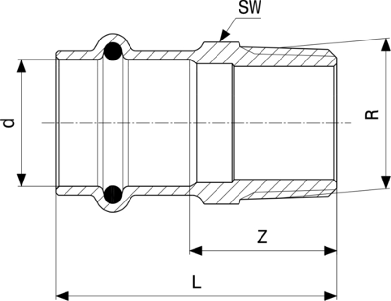 Přechodový kus Viega Profipress s SC-Contur 2211 28 x 5/4˝