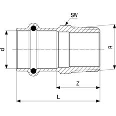 Přechodový kus Viega Profipress s SC-Contur 2211 35 x 6/4˝