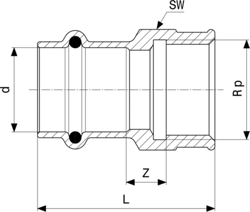 Přechodový kus Viega Profipress s SC-Contur 2212 12 x 3/8˝