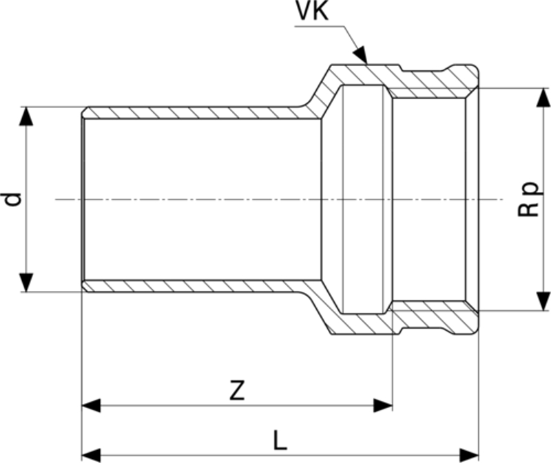 Zásuvný kus Viega Profipress s SC-Contur 2212.1 22 x 1/2˝