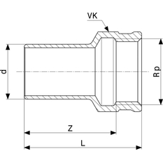 Zásuvný kus Viega Profipress s SC-Contur 2212.1 22 x 1/2˝