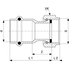 Připojovací šroubení Viega Profipress s SC-Contur 2263 18 x 1