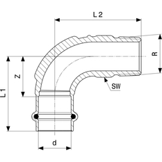 Přechodový oblouk 90° Viega Profipress G s SC-Contur 2614 15 x 1/2˝