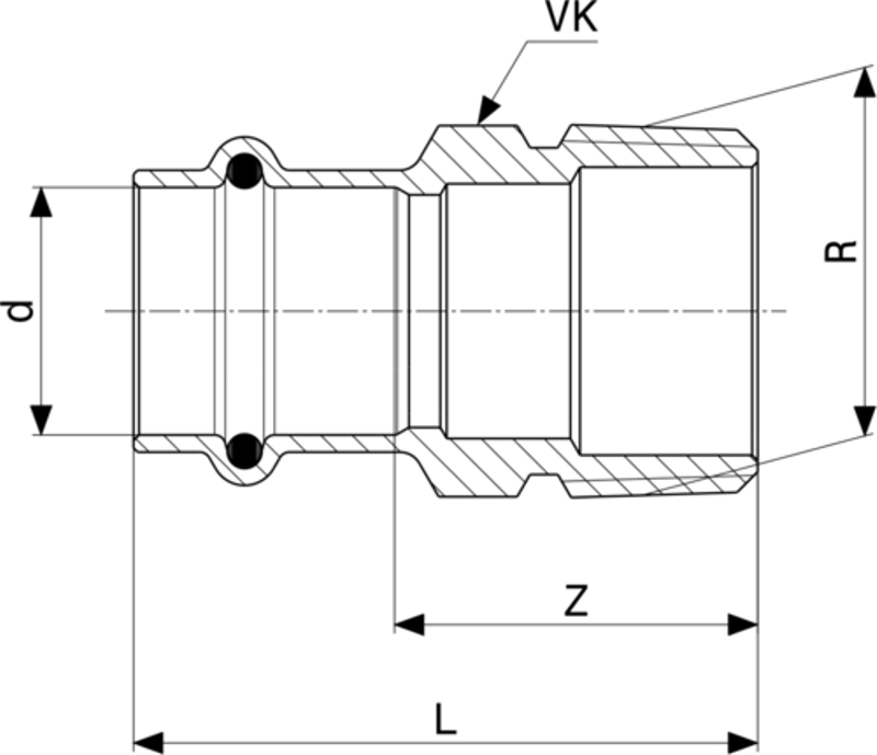 Přechodový kus Viega Profipress G s SC-Contur 2611 18 x 3/4˝