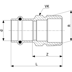 Přechodový kus Viega Profipress G s SC-Contur 2611 18 x 3/4˝