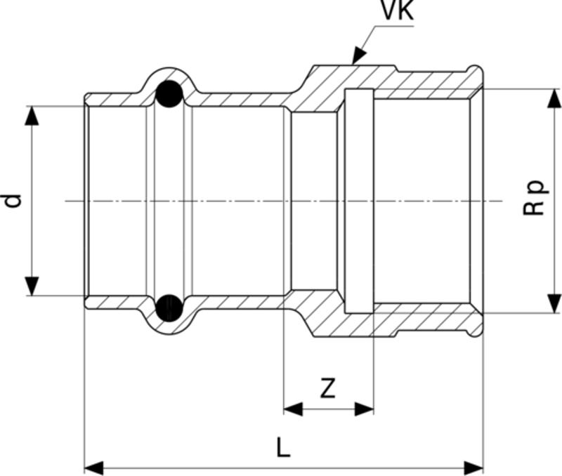 Přechodový kus Viega Profipress G s SC-Contur 2612 15 x 3/4˝