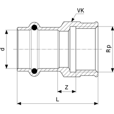 Přechodový kus Viega Profipress G s SC-Contur 2612 15 x 3/4˝