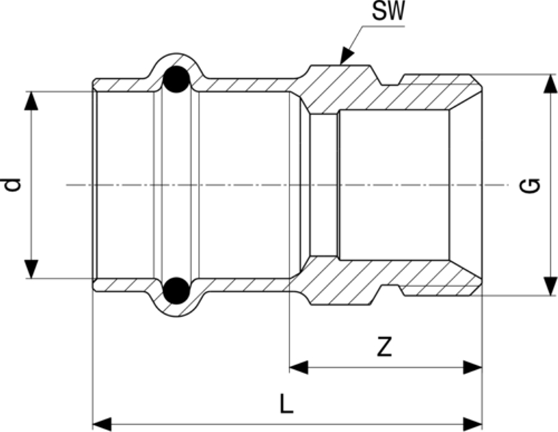 Přechodový kus Viega Profipress G s SC-Contur 2611.5 18 x 3/4˝