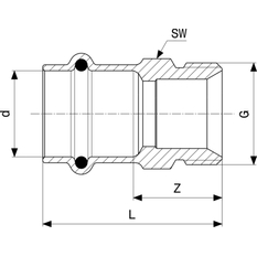 Přechodový kus Viega Profipress G s SC-Contur 2611.5 18 x 3/4˝