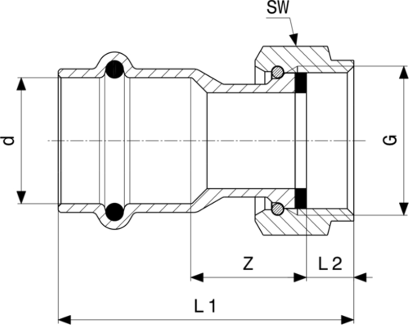 Připojovací šroubení Viega Profipress G s SC-Contur 2666 28 x 5/4˝