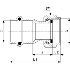 Připojovací šroubení Viega Profipress G s SC-Contur 2666 28 x 5/4˝