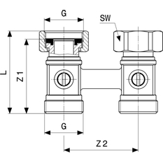 Připojovací kus k otopnému tělesu Viega Profipress s SC-Contur 1096.5 3/4˝ x 50