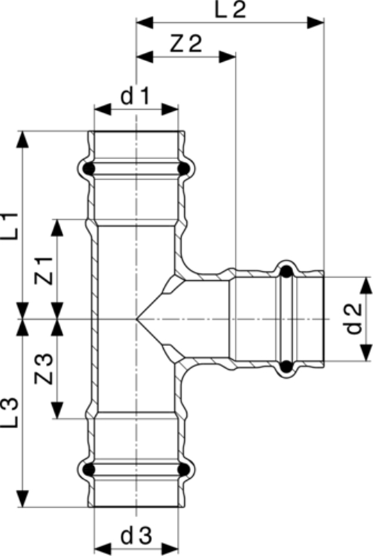 T-kus Viega Sanpress s SC-Contur 2218 54 x 28 x 54