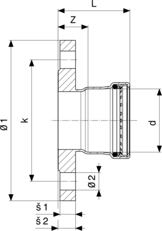 Přírubový přechod Viega Sanpress Inox s SC-Contur 2359 54 (DN50)