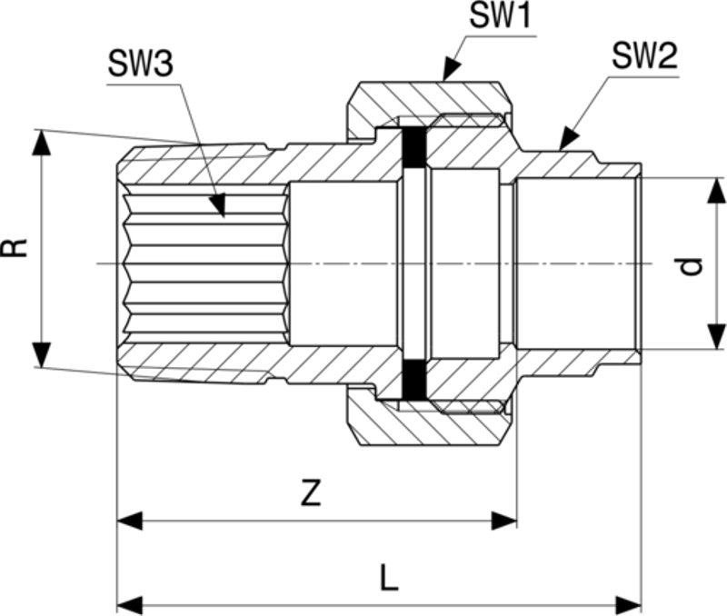 Přechodové šroubení Viega pájené fitinky 94331G 18 x 1/2˝