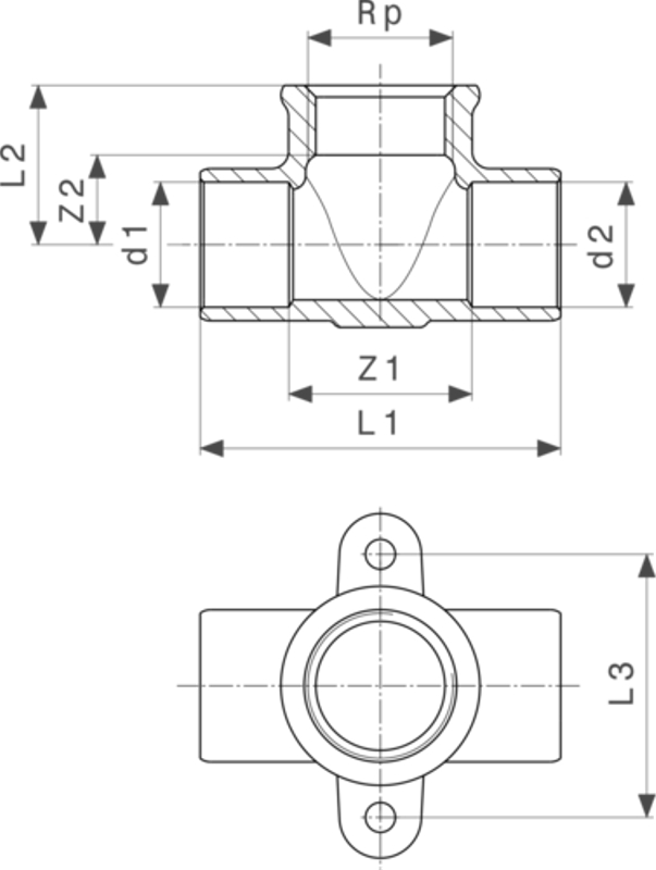 Nástěnný T-kus Viega pájené fitinky 94490G 15 x 1/2˝ x 15