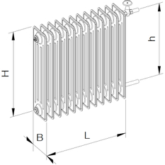 Radiátor ocelový článkový Kovo 5 článků 350 x 200 mm, 415 W