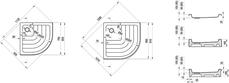 Sprchová vanička Ravak Ronda 80x80 PU