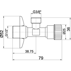 Rohový vřetenový ventil 1/2˝x3/8˝