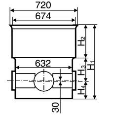 Dno šachtové sběrné 90° typ X Wavin Tegra 600, KG DN 315