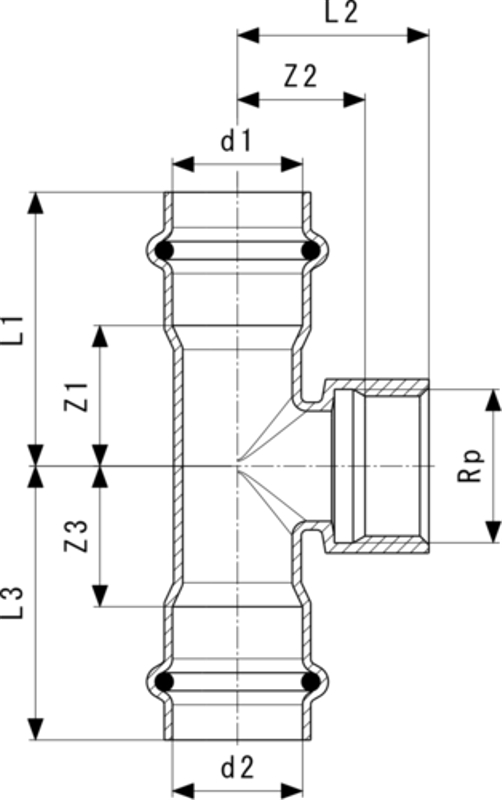 T-kus Viega Prestabo s SC-Contur 1117.2 28 x 1/2˝ x 28