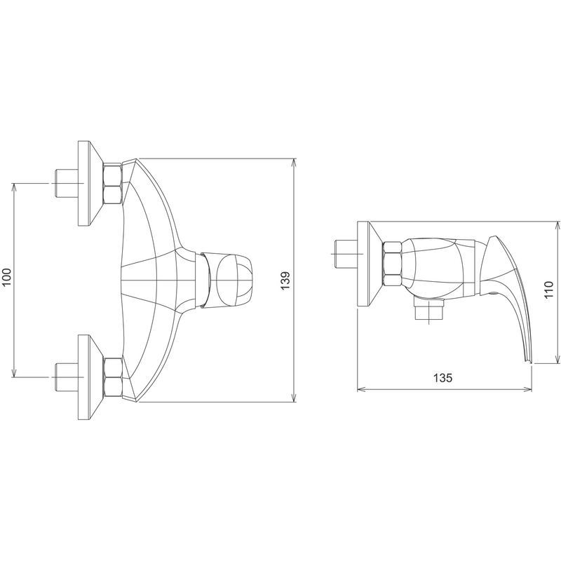 Sprchová baterie bez příslušenství 100 mm Metalia 57 chrom