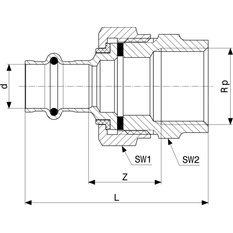 Izolační šroubení Viega Profipress s SC-Contur 2267 35 x 5/4˝