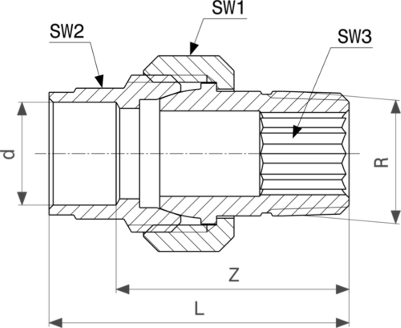 Přechodové šroubení Viega pájené fitinky 94341G 15 x 3/4˝