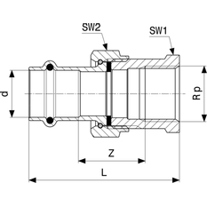 Přechodové šroubení Viega Profipress s SC-Contur 2262 12 x 1/2˝