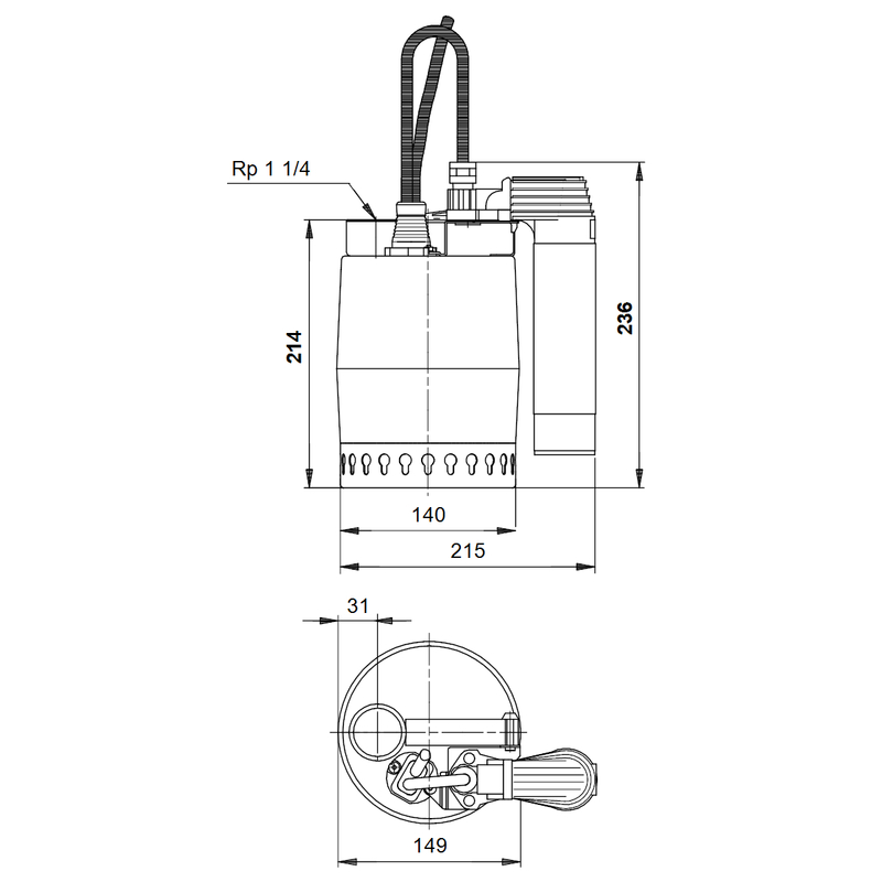 Čerpadlo odvodňovací Grundfos UNILIFT KP150-AV-1 1x220-230V 50Hz10mSCH