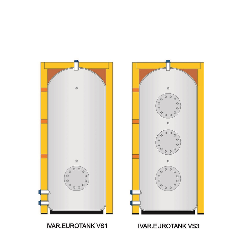Ohřívač vody zásobníkový pro přípravu TV - s možností instalace topných vložek - 955l IVAR.EUROTANK VS3 1000