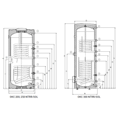 Ohřívač nepřímotopný Dražice OKC 250 NTRR/SOL stacionární, se dvěma výměníky, vhodný k termickému solárnímu systému