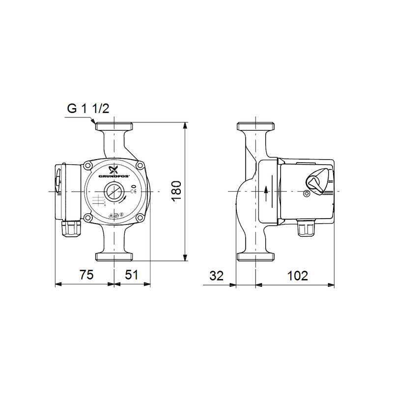 Čerpadlo oběhové Grundfos UPS25-40 N 180 1x230V 50Hz 9H