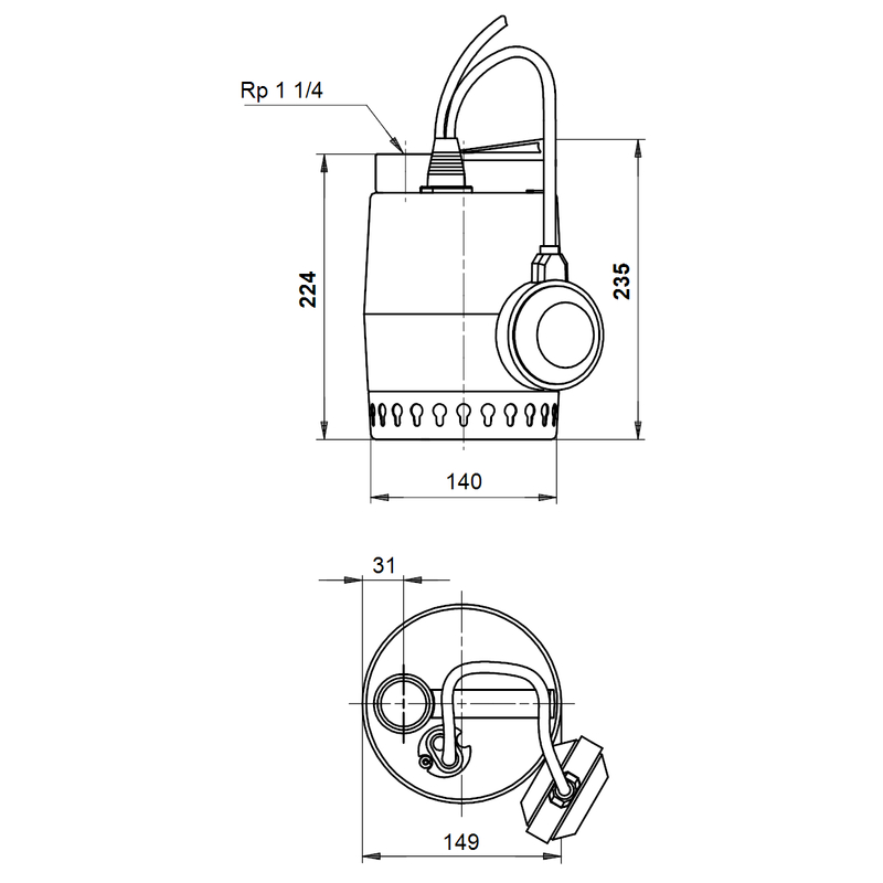 Čerpadlo odvodňovací Grundfos UNILIFT KP350-A-1 1x220-240V 50Hz 5m SCH