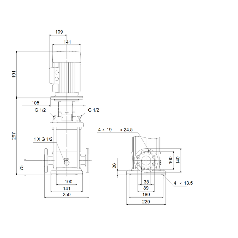 Čerpadlo odstředivé Grundfos CR1S-4 A-FGJ-A-E-HQQE 3x230/400 50HZ