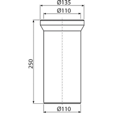 Dopojení Alcadrain (Alcaplast) k WC - nátrubek 250 mm A91-250