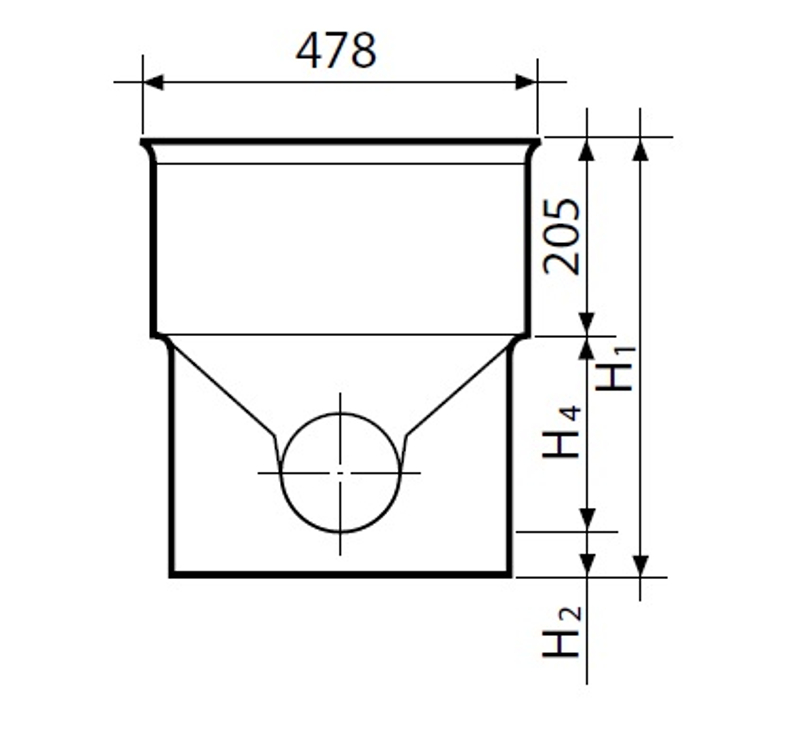 Dno šachtové průtočné přímé Wavin Tegra 425, KG DN 250