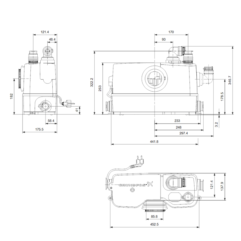 Stanice Grundfos SOLOLIFT2 WC-3 CEE 7/7