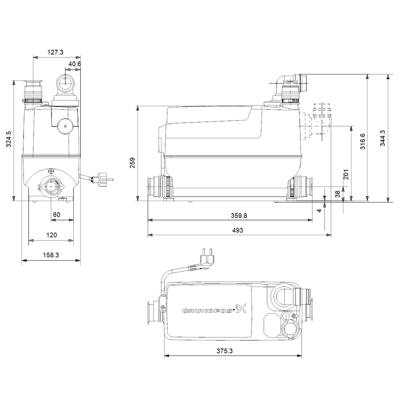 Stanice Grundfos SOLOLIFT2 C-3 CEE 7/7