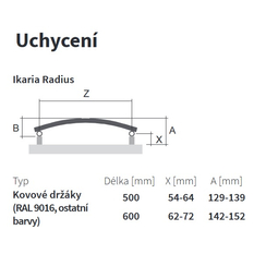 Těleso koupelnové trubkové Isan Ikaria Radius 732 x 500 mm, 349 W, elektrické s regulátorem Mini PW, sněhově bílá RAL 9016