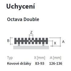 Těleso topné designové Isan Octava Double 1800 x 462 mm, 1645 W, středové připojení, sněhově bílá RAL 9016