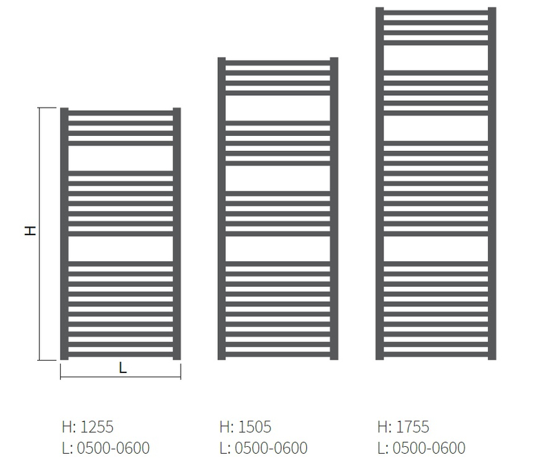 Těleso koupelnové trubkové Isan Quadrat 1755 x 500 mm, 506 W, klasické připojení, chrom