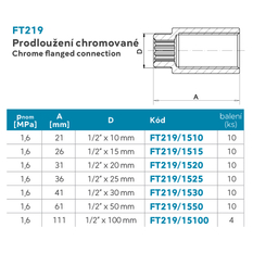 Prodloužení chromované 1/2˝x10mm