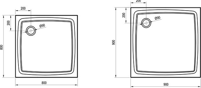 Sprchová vanička Ravak Perseus Pro Flat 90x90