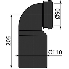 Koleno odpadu komplet Alcadrain (Alcaplast) DN90/110 M906